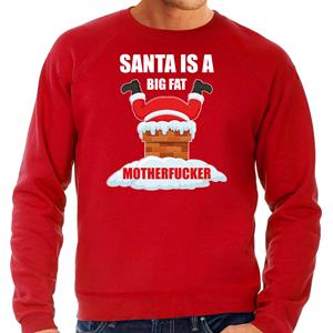 Bellatio Grote maten foute Kersttrui / outfit Santa is a big fat motherfucker rood voor heren