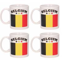 Bellatio Set van 4x stuks mokken Belgische vlag 300 Ml -