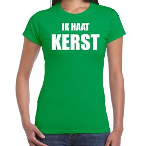 Bellatio Fout kerst t-shirt Ik haat Kerst groen voor dames