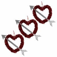Gerim 5x Rood Valentijn/bruiloft hangdecoratie hart met pijl 45 cm -