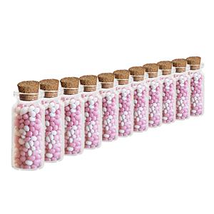 30x Geboorte bedankjes mini transparante glazen potjes/flesjes met kurken dop 10 ml -