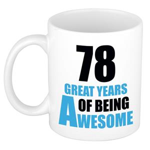 78 great years of being awesome cadeau mok / beker wit en blauw -