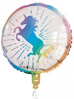 folieballon Unicorn 45 cm wit/roze