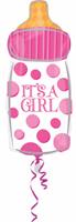 folieballon It's a Girl 25 x 58 cm wit/roze