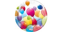 Pappteller Flying Balloons - kompostierbar 23cm, 8 Stück bunt