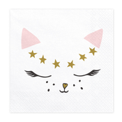 20x Poezen Thema Feest Servetten 33 Cm - Kinderverjaardag/kinderfeestje Poezen Thema Servetten 20 Stuks