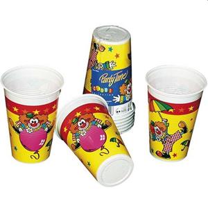 Bekers 25cl 8 stuks clown