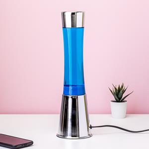 Fisura Lavalamp Zilver Met Blauwe Vloeistof En Navy Lava