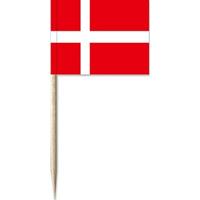 150x Cocktailprikkers Denemarken 8 cm vlaggetje landen decoratie -