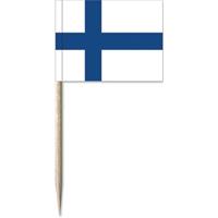 150x Cocktailprikkers Finland 8 cm vlaggetje landen decoratie -