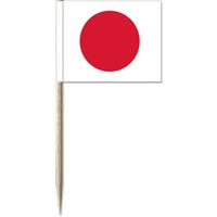 150x Cocktailprikkers Japan 8 cm vlaggetje landen decoratie -