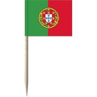 150x Cocktailprikkers Portugal 8 cm vlaggetje landen decoratie -
