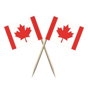 100x Cocktailprikkers Canada 8 cm vlaggetje landen decoratie -