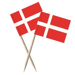 100x Cocktailprikkers Denemarken 8 cm vlaggetje landen decoratie -
