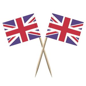 100x Cocktailprikkers Engeland/vk 8 cm vlaggetje landen decoratie -