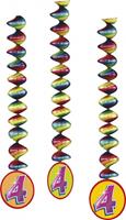 Haza Groep B.V. Rotor-Spiralen, Zahl "4", Regenbogen-Farben, 3 Stück