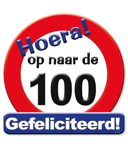 Paper Dreams huldeschild 100 jaar karton 50 x 50 rood/wit