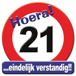 Paper Dreams huldeschild 21 jaar karton 50 x 50 rood/wit