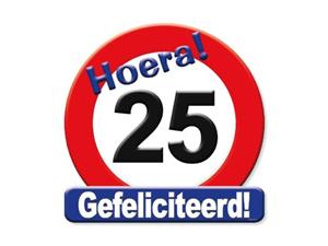 Paper Dreams huldeschild 25 jaar karton 50 x 50 rood/wit