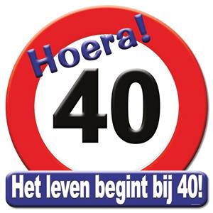 Paper Dreams huldeschild 40 jaar karton 50 x 50 rood/wit