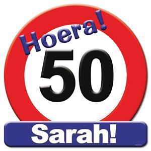 Paper Dreams huldeschild 50 jaar sarah karton 50 x 50 rood/wit