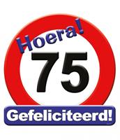huldeschild 75 jaar karton 50 x 50 rood/wit