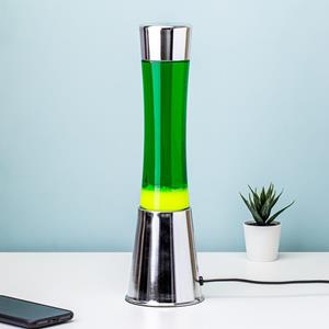 Fisura Lavalamp Zilver Met Groene Vloeistof En Gele Lava