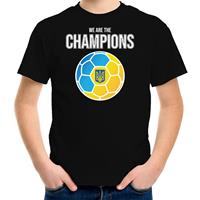 Bellatio Oekraine EK/ WK supporter t-shirt we are the champions met Oekrainse voetbal zwart kinderen (158-164) -