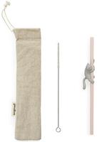herbruikbaar rietje Climber Cat 21 x 2,9 cm siliconen roze