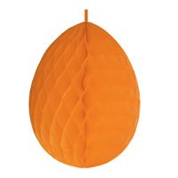 Hangdecoratie honeycomb paasei oranje van papier 30 cm -