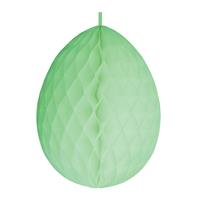 Hangdecoratie honeycomb paasei pastel groen van papier 30 cm -