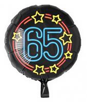 Paper Dreams folieballon cijfer 65 rond 46 cm zwart/blauw