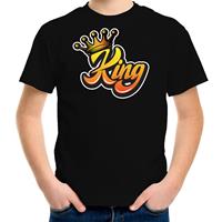 Bellatio Zwart Koningsdag King t-shirt voor kinderen