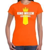 Bellatio Koningsdag t-shirt King Willem lust ze wel met kroontje oranje voor dames