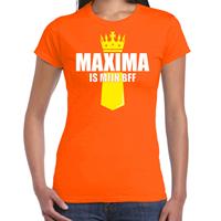 Bellatio Koningsdag t-shirt Maxima is mijn BFF met kroontje oranje voor dames