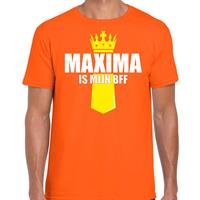 Bellatio Koningsdag t-shirt Maxima is mijn BFF met kroontje oranje voor heren