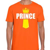 Bellatio Koningsdag t-shirt Prince met kroontje oranje voor heren
