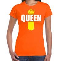Bellatio Koningsdag t-shirt Queen met kroontje oranje voor dames