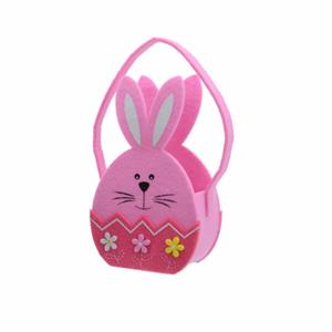 Decoris Paaseieren mandje Paashaas van roze vilt 11 x 20 cm -