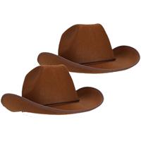 2x stuks bruine cowboyhoed Rodeo vilt voor volwassenen