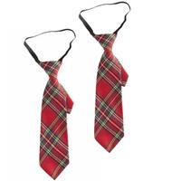 2x stuks geruite stropdas rood 30 cm voor volwassenen