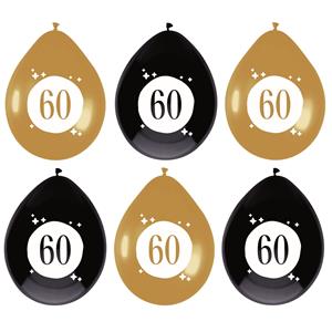 ballonnen 60 opdruk 30 cm latex goud/zwart