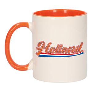 Bellatio Holland mok/ beker oranje wit 300 ml -