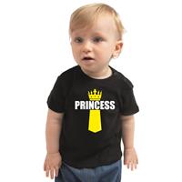Bellatio Koningsdag t-shirt Princess met kroontje zwart voor babys 80 (7-12 maanden) -
