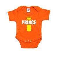 Bellatio Koningsdag romper Prince met kroontje oranje voor babys -