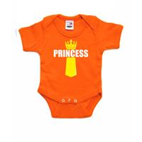 Bellatio Koningsdag romper Princess met kroontje oranje voor babys -