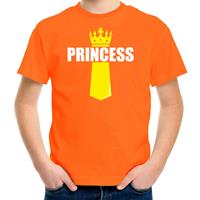 Bellatio Koningsdag t-shirt Princess met kroontje oranje voor kinderen