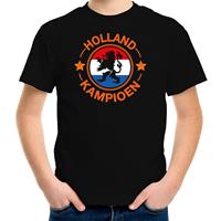 Bellatio Zwart t-shirt Holland / Nederland supporter Holland kampioen met leeuw EK/ WK voor kinderen