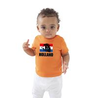 Bellatio Oranje t-shirt Holland supporter met leeuw en vlag EK/ WK voor baby / peuters 76/86 (12-18 maanden) -