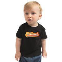 Bellatio Zwart t-shirt met Nederlandse wimpel Holland supporter voor baby / peuters (13-36 maanden) -